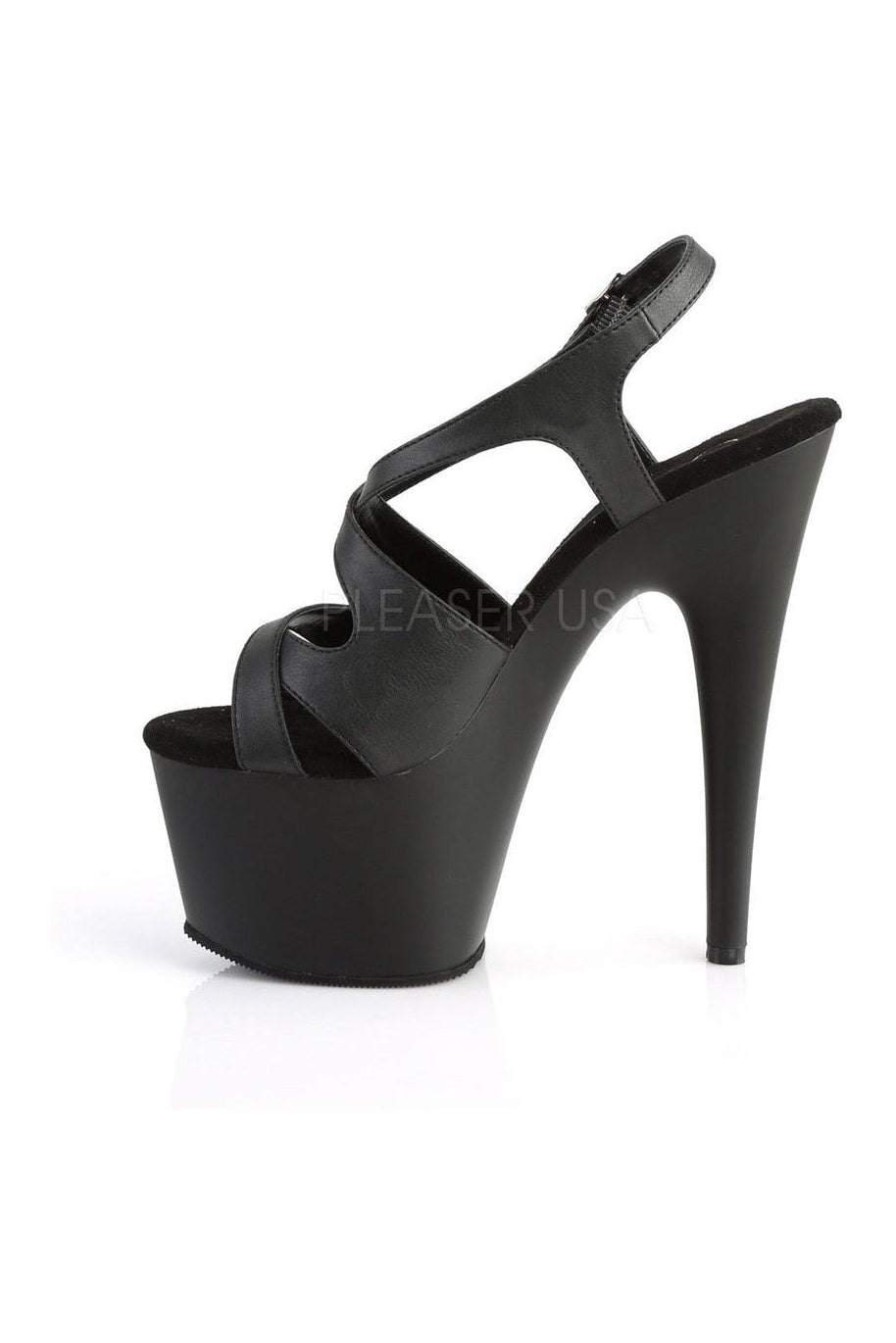 Pleaser ADORE-730 Platform Sandal in Black Faux Leather