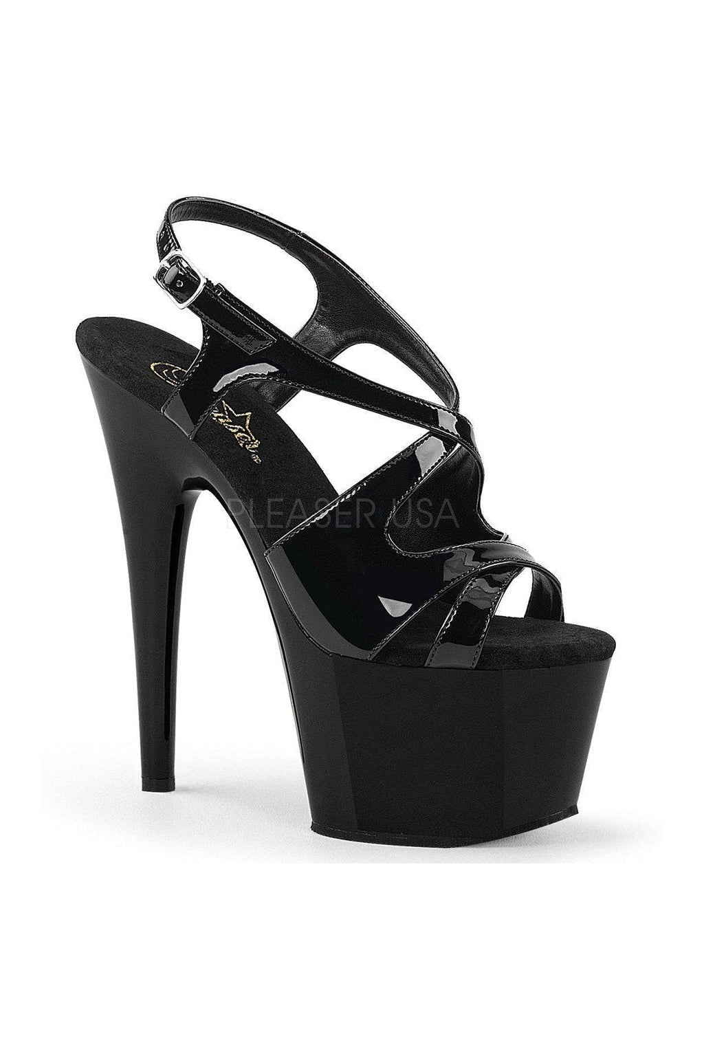 Pleaser ADORE-730 Platform Sandals in Black Patent from SexyShoes.com