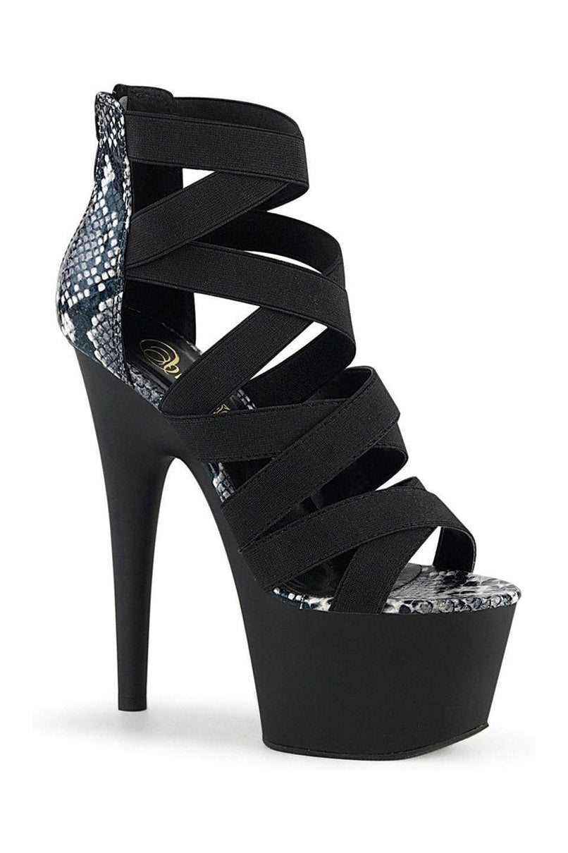 Pleaser ADORE-748SP Exotic Sandal in Black Faux Leather from SexyShoes.com