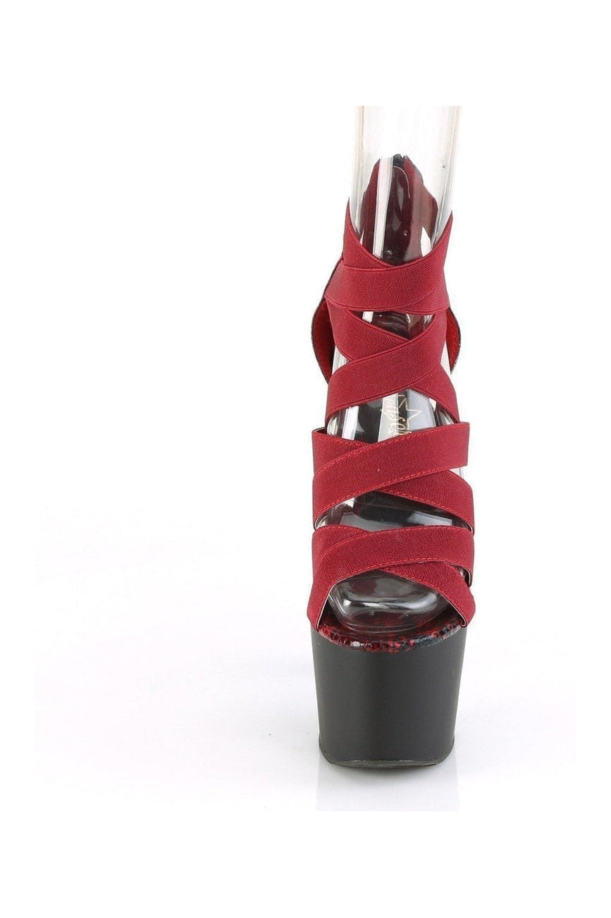 Pleaser ADORE-748SP Exotic Sandal in Burgundy Faux Leather