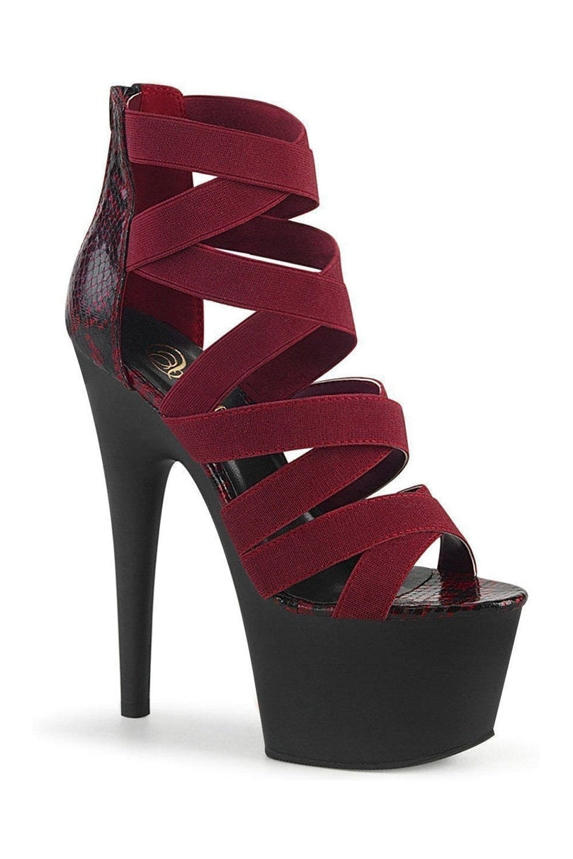 Pleaser ADORE-748SP Exotic Sandal in Burgundy Faux Leather from SexyShoes.com