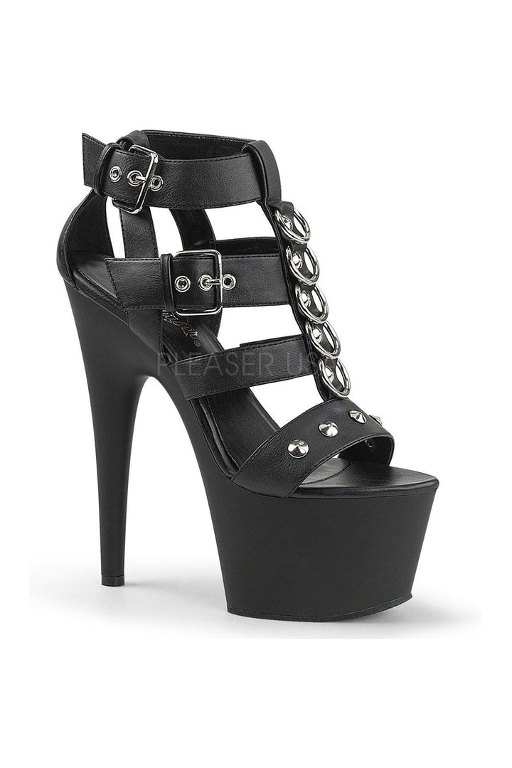ADORE-758 Platform Sandal | Black Faux Leather-Pleaser-Black-Sandals-SEXYSHOES.COM