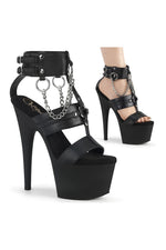 ADORE-761 Exotic Sandal | Black Faux Leather