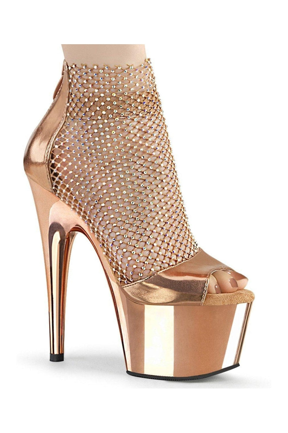 Pleaser ADORE-765RM Exotic Sandal in Rose Gold Faux Leather from SexyShoes.com