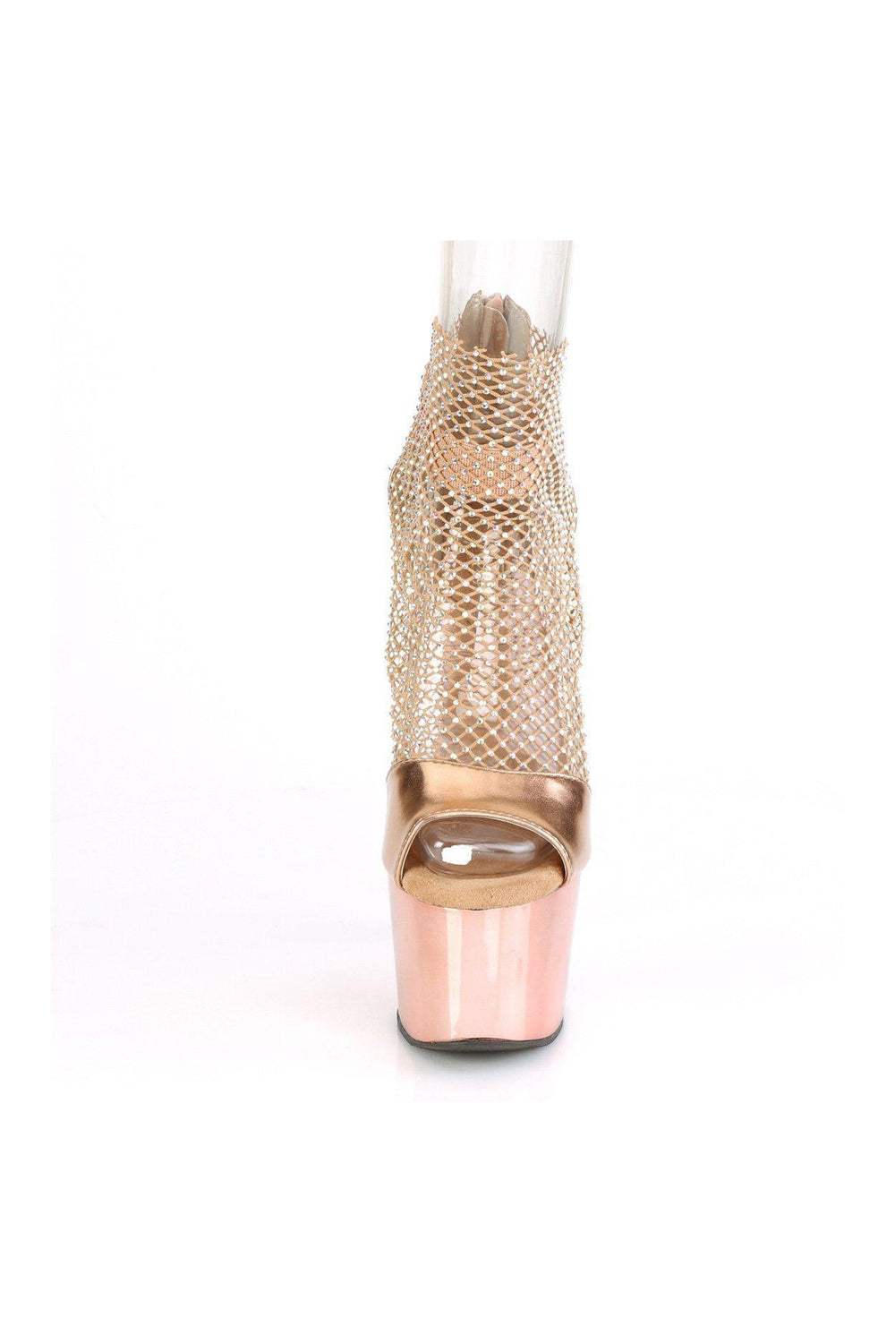 Pleaser ADORE-765RM Exotic Sandal in Rose Gold Faux Leather