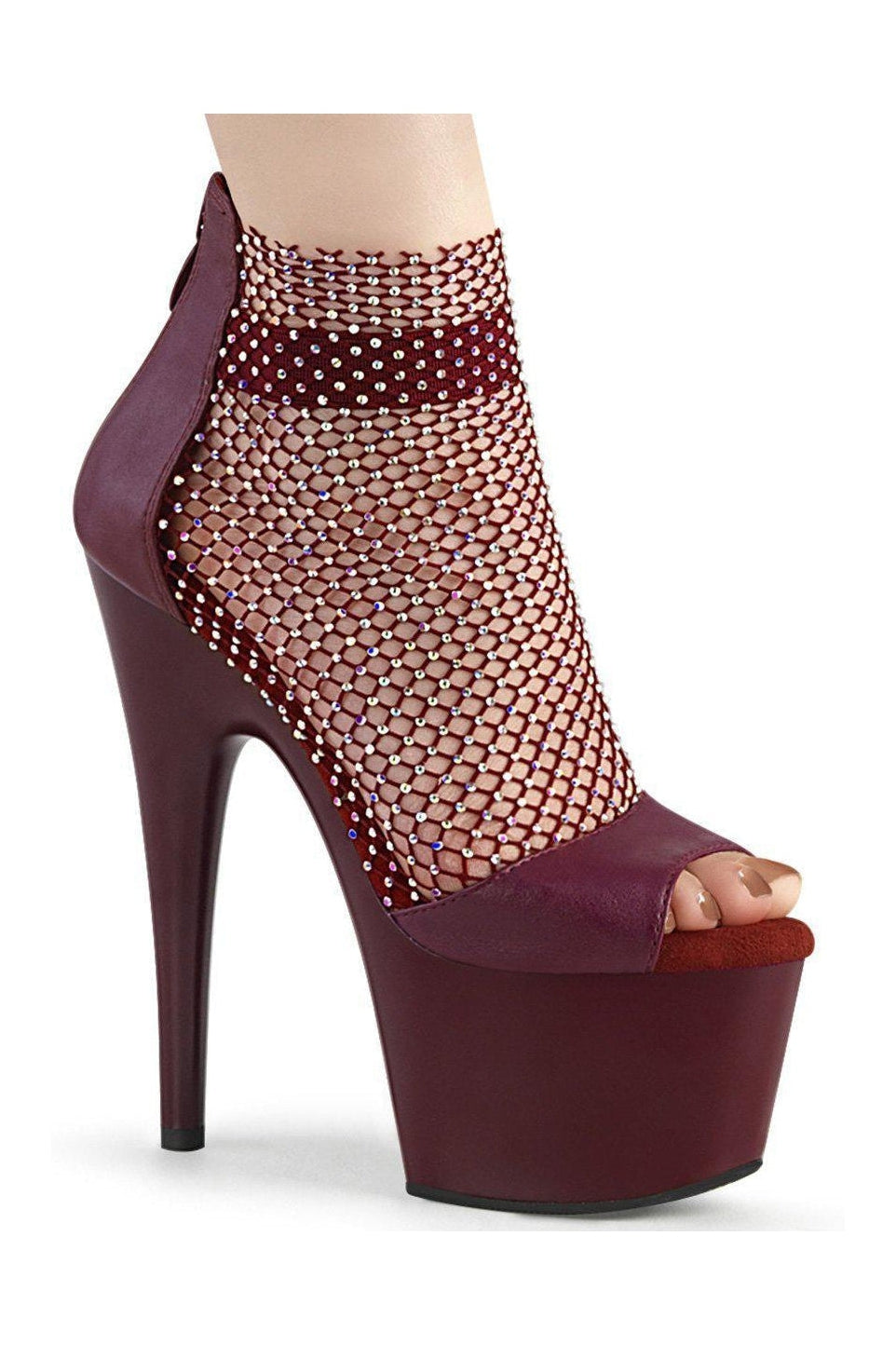 Pleaser ADORE-765RM Sandal in Burgundy Faux Leather from SexyShoes.com