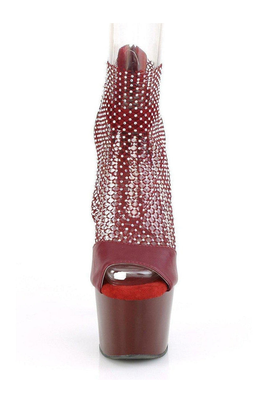 Pleaser ADORE-765RM Sandal in Burgundy Faux Leather