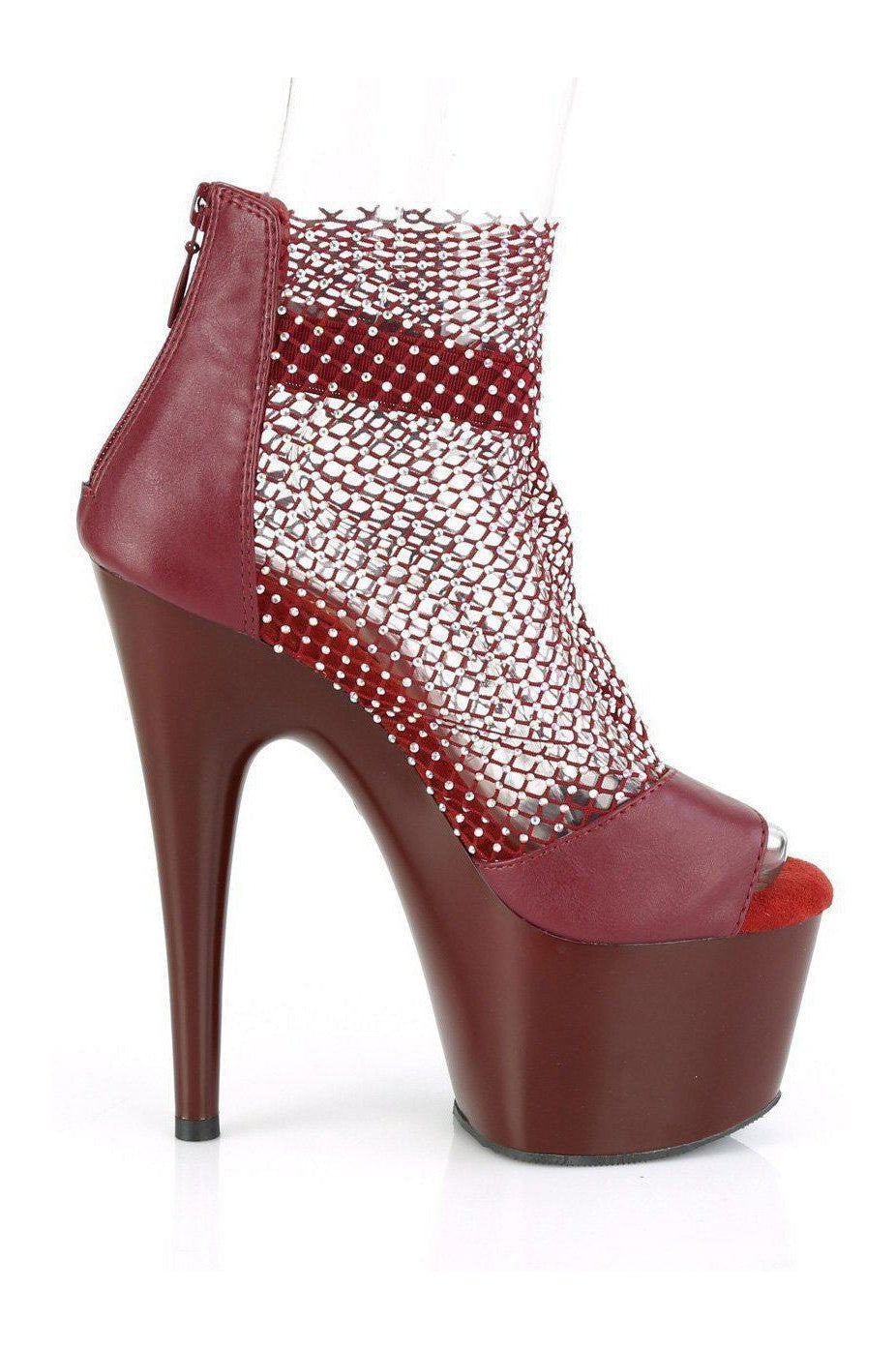 ADORE-765RM Sandal | Burgundy Faux Leather-Sandals-Pleaser-SEXYSHOES.COM