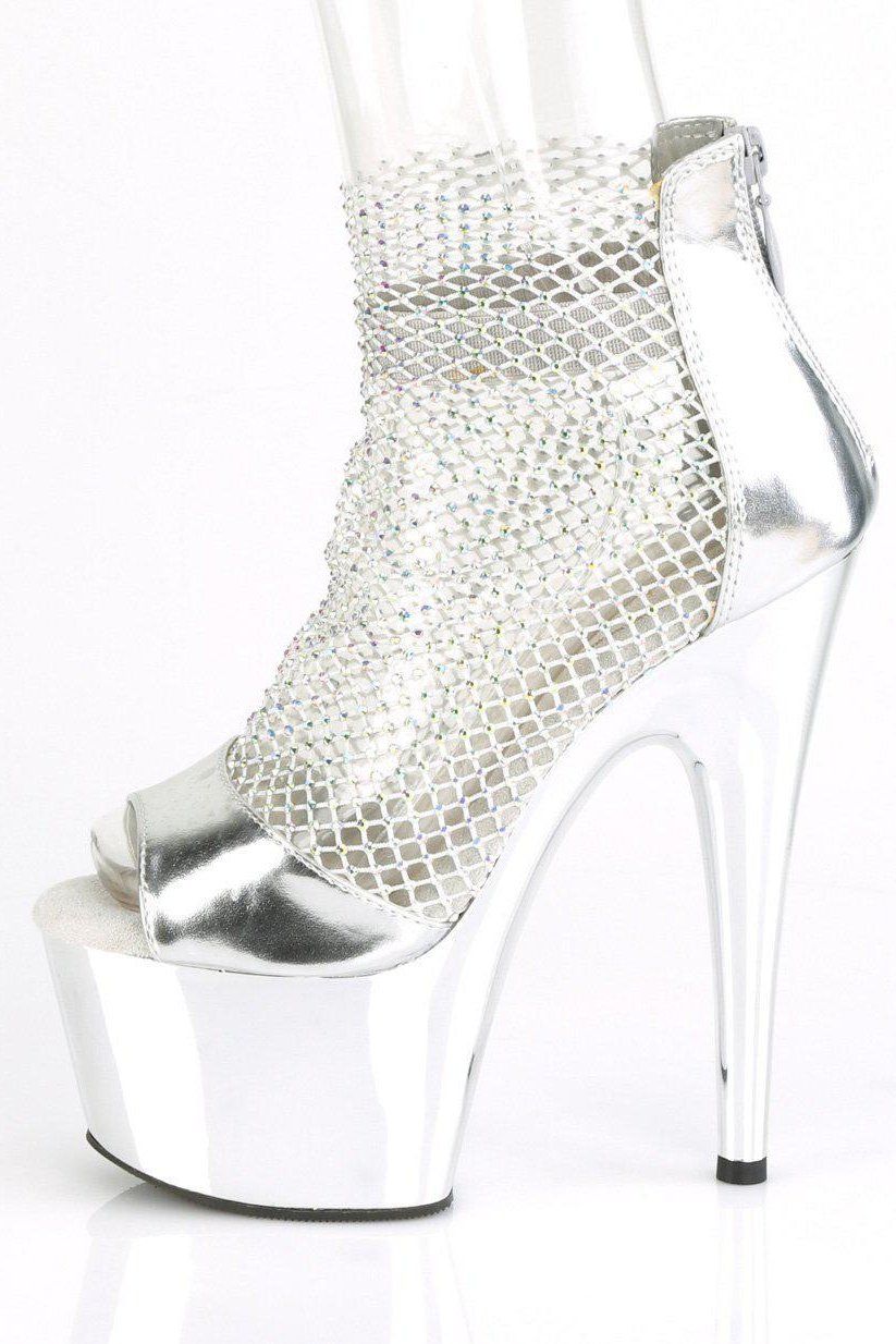 Pleaser ADORE-765RM Sandal in Silver Faux Leather