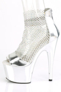 Pleaser ADORE-765RM Sandal in Silver Faux Leather