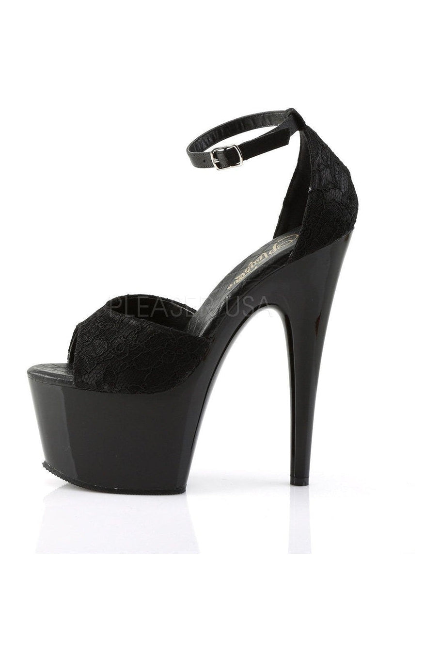 Pleaser ADORE-768 Platform Sandal in Black Satin