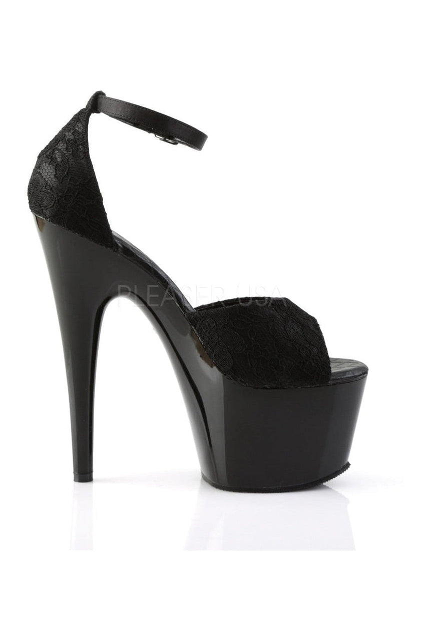 Pleaser ADORE-768 Platform Sandal in Black Satin