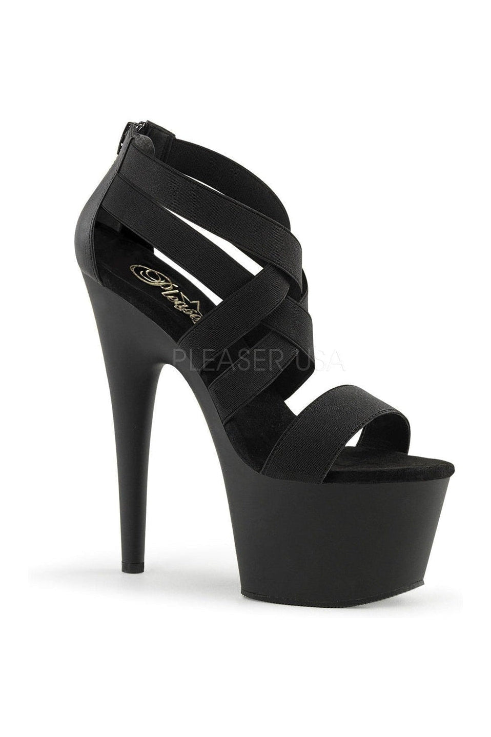 ADORE-769 Platform Sandal | Black elastic-Pleaser-Black-Sandals-SEXYSHOES.COM