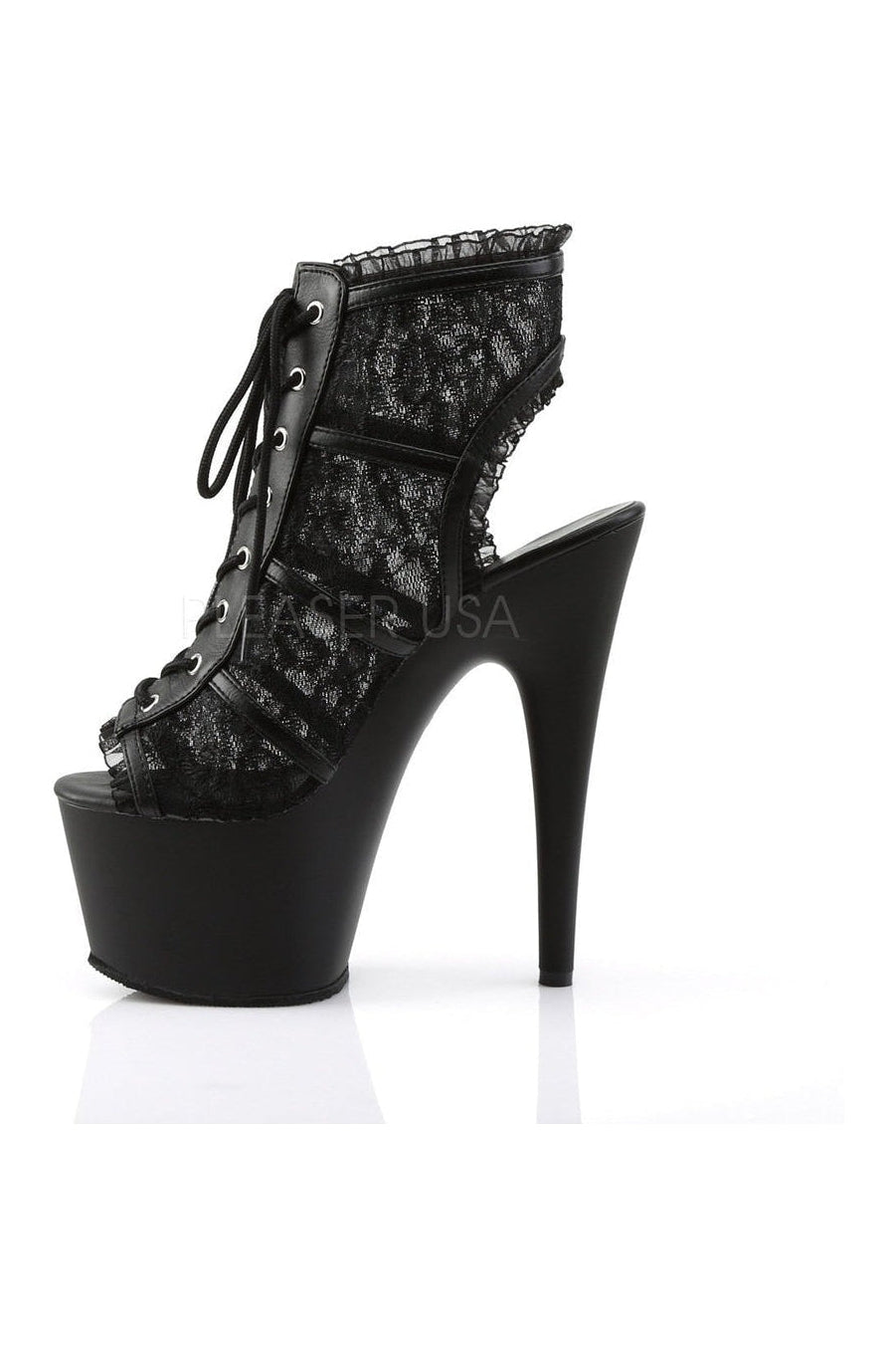 Pleaser ADORE-796LC Platform Boot in Black Faux Leather