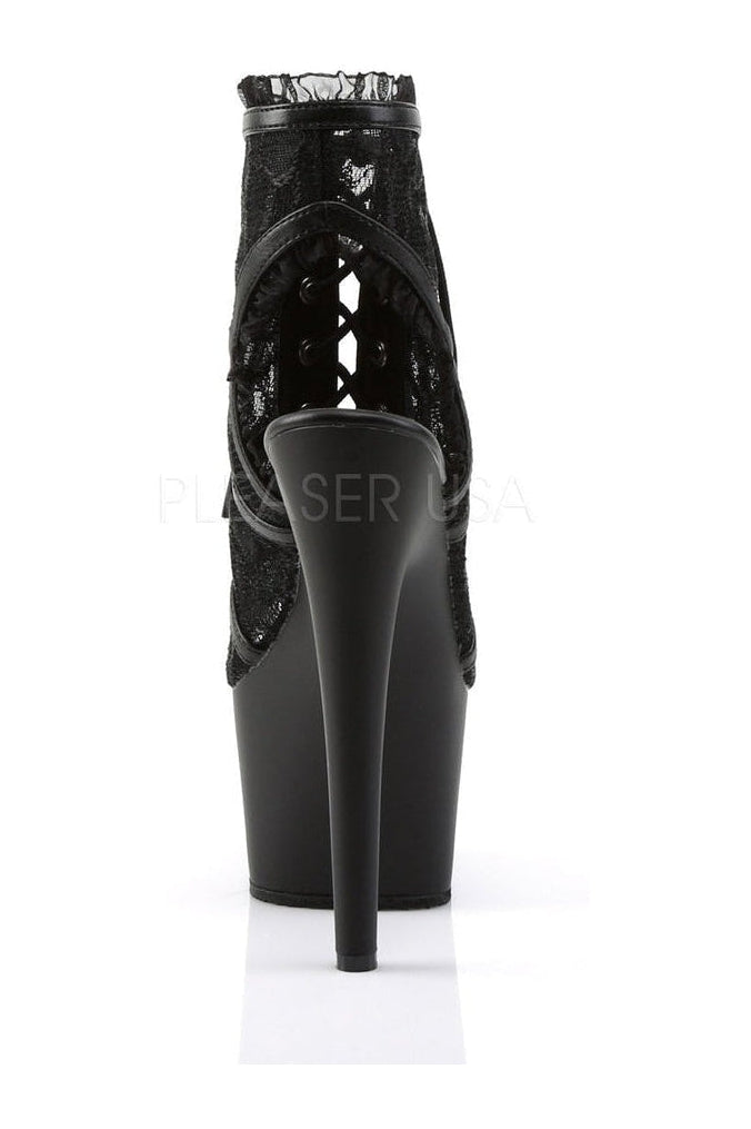 Pleaser ADORE-796LC Platform Boot in Black Faux Leather