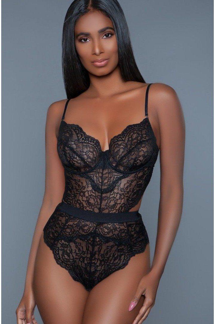 All Over Lace Underwire Bodysuit-Bodysuits-BeWicked-Black-S-SEXYSHOES.COM