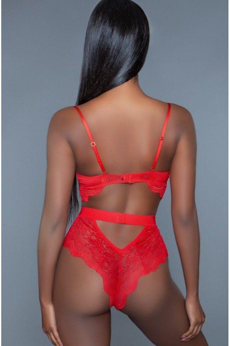 BeWicked All Over Lace Underwire Bodysuit in Red 
