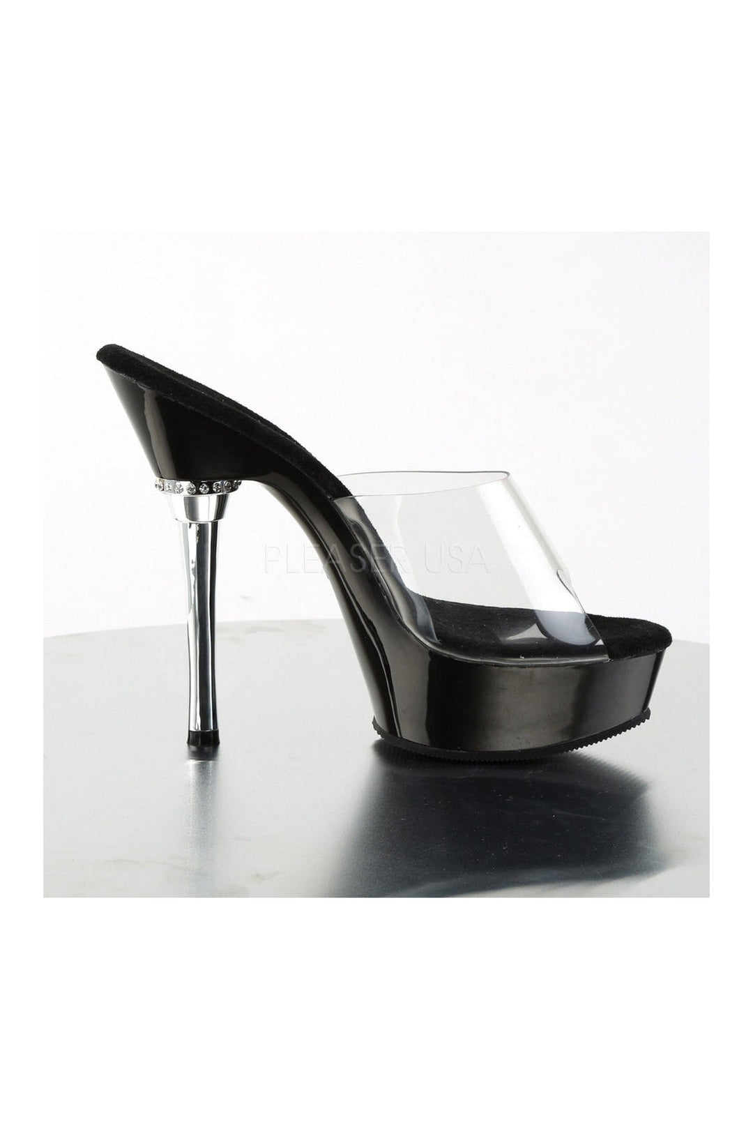 ALLURE-601 Platform Sandal | Black Vinyl-Pleaser-Slides-SEXYSHOES.COM