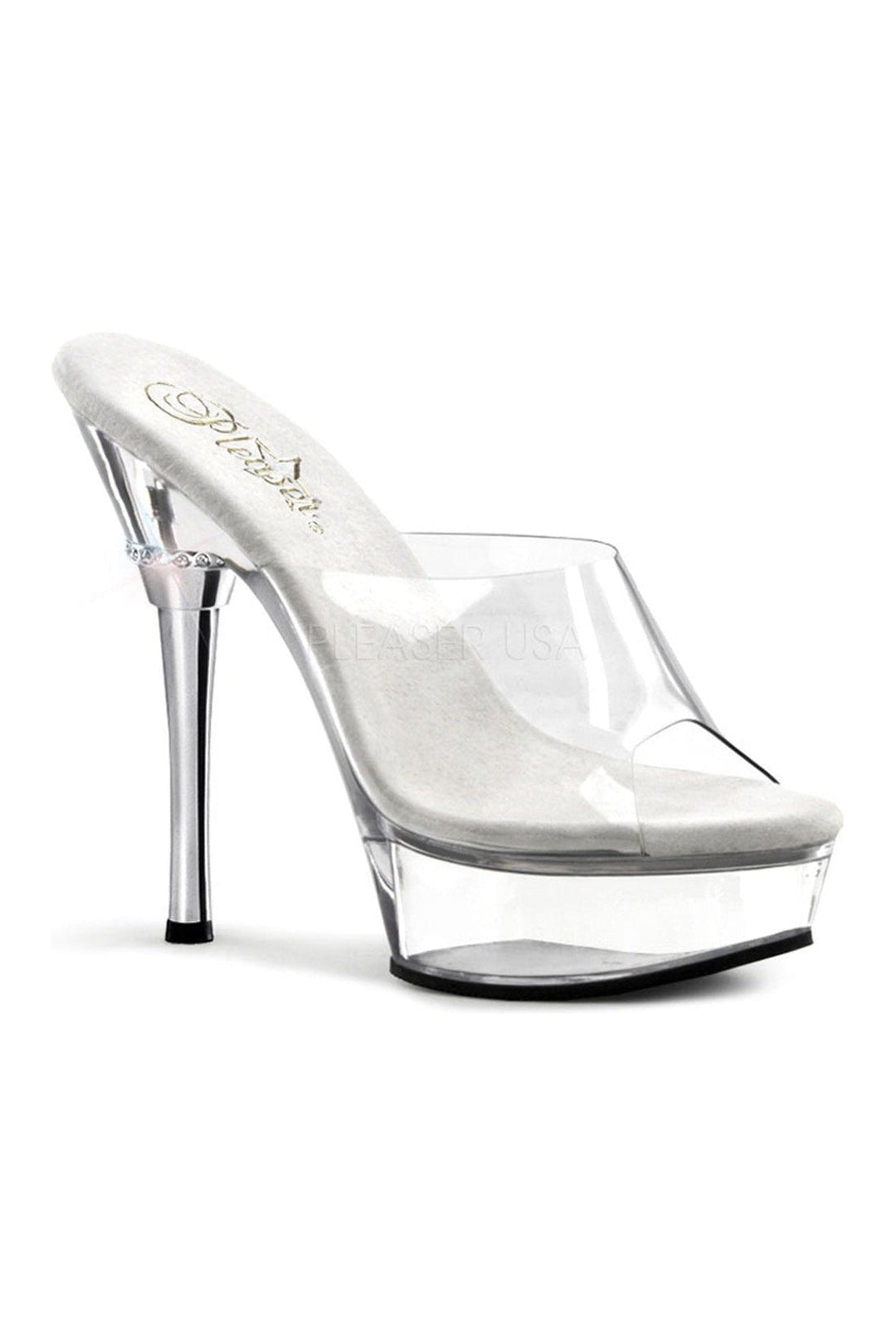 Pleaser ALLURE-601 Platform Sandal in Clear Vinyl from SexyShoes.com
