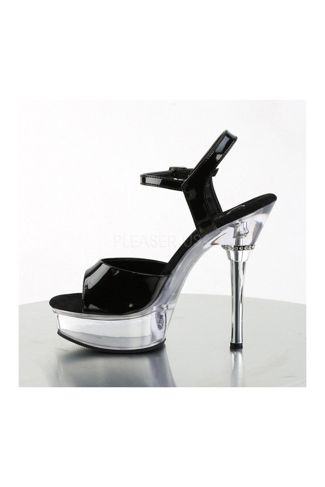 ALLURE-609 Platform Sandal | Black Patent-Pleaser-Sandals-SEXYSHOES.COM