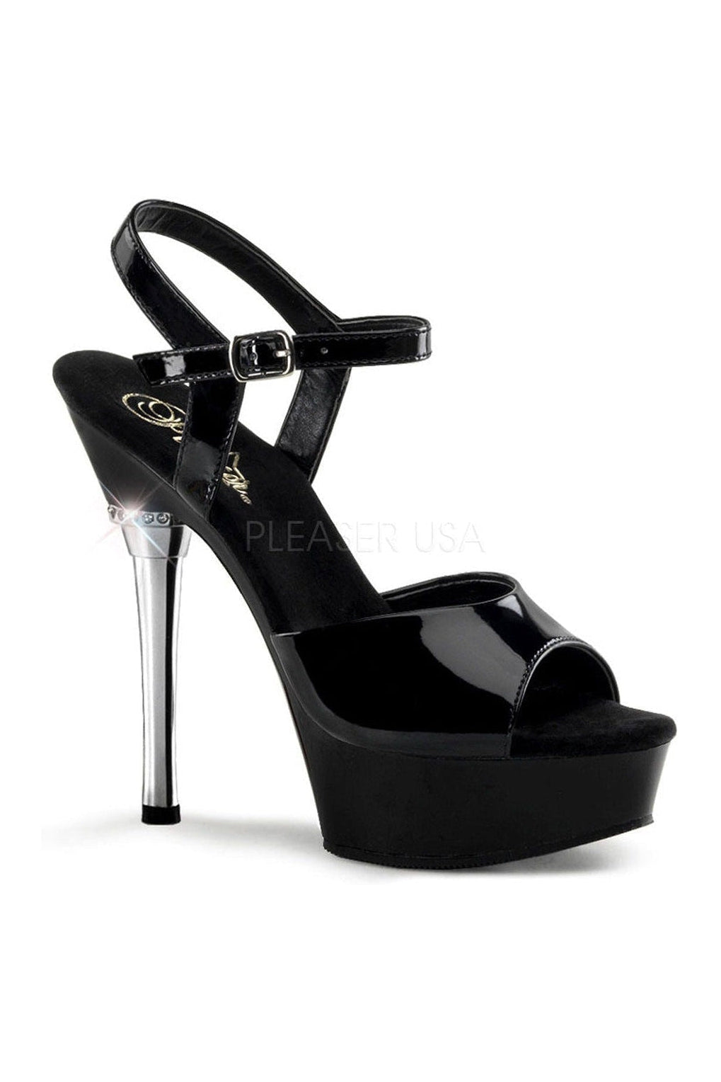 Pleaser ALLURE-609 Platform Sandal in Black Patent from SexyShoes.com