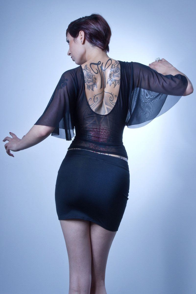 Les P'Tites Folies Aloha Edgy Skirt in Black Lycra