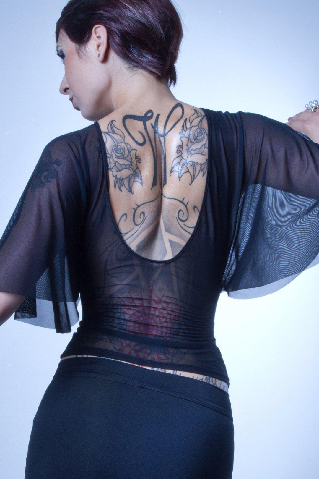 Les P'Tites Folies Aloha Sexy Top in Black Lycra