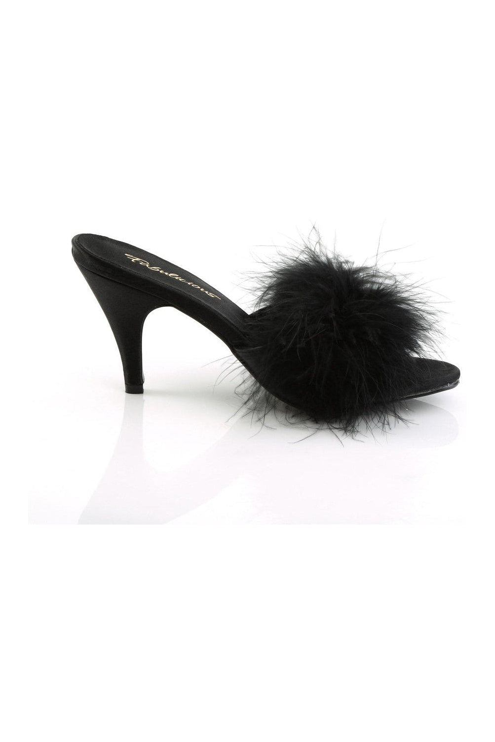 Fabulicious AMOUR-03 Slide in Black Genuine Satin