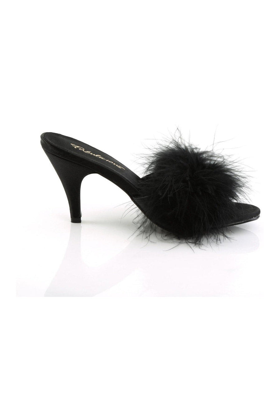 Fabulicious AMOUR-03 Slide in Black Genuine Satin