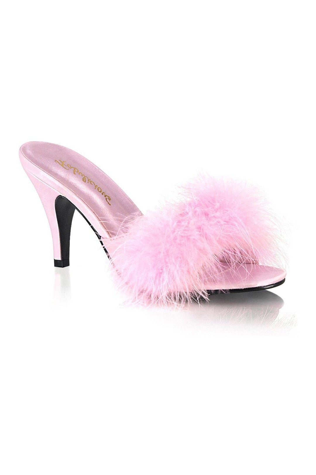 Fabulicious AMOUR-03 Slide in Pink Genuine Satin from SexyShoes.com