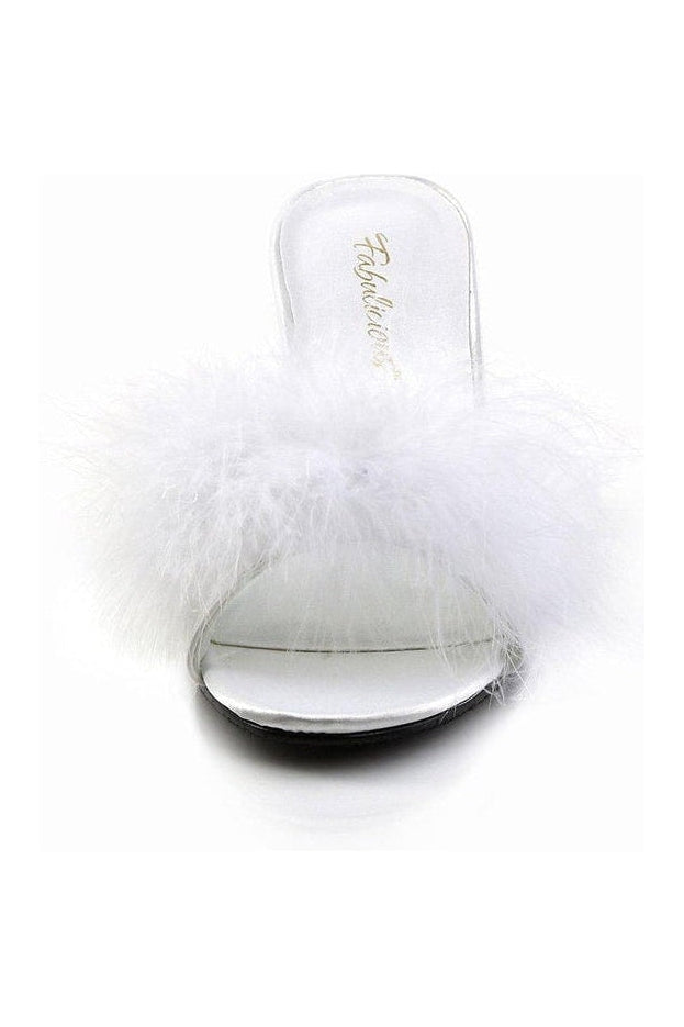 AMOUR-03 Slide | White Genuine Satin