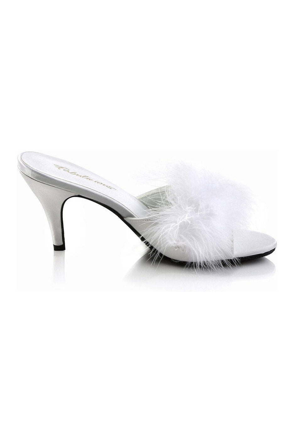 Fabulicious AMOUR-03 Slide in White Genuine Satin