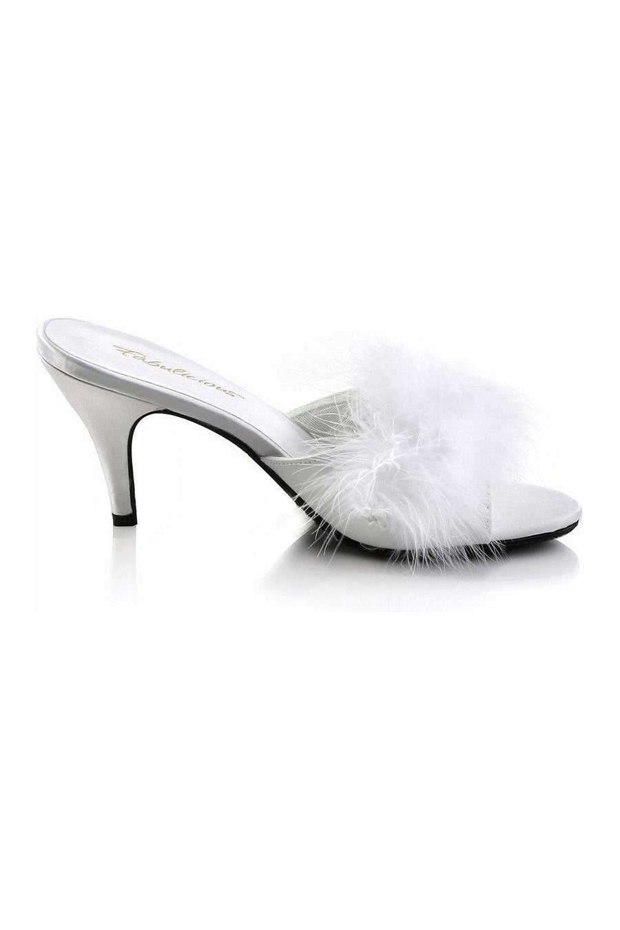 Fabulicious AMOUR-03 Slide in White Genuine Satin