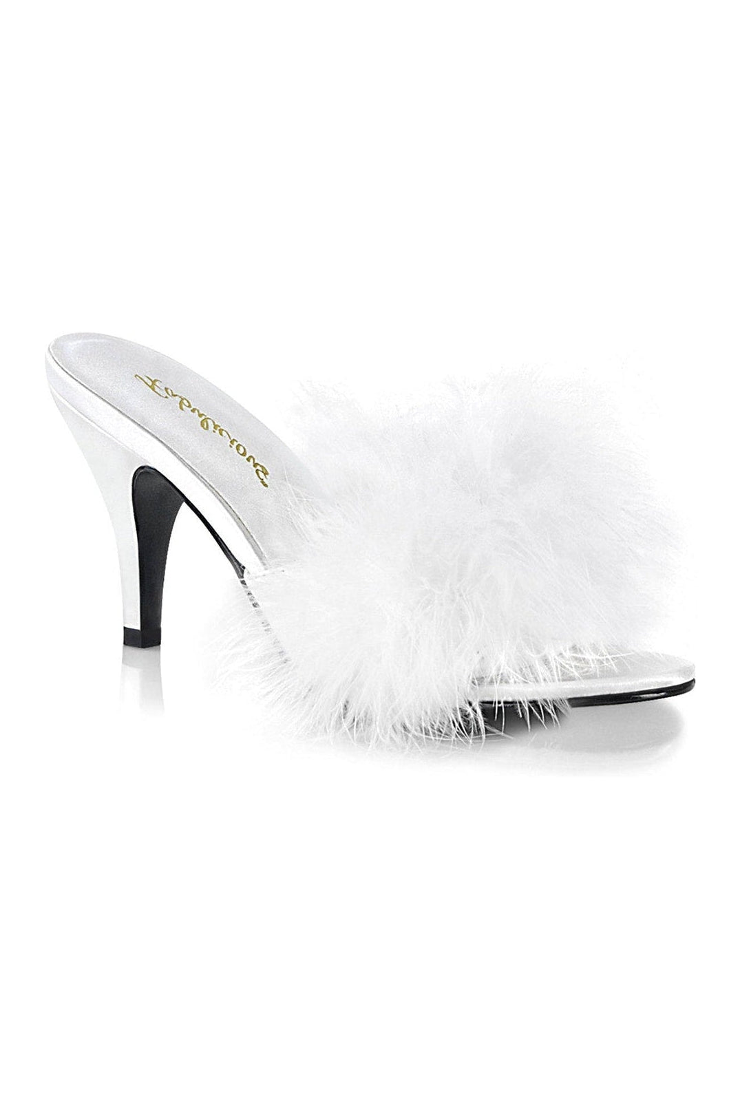 Fabulicious AMOUR-03 Slide in White Genuine Satin from SexyShoes.com