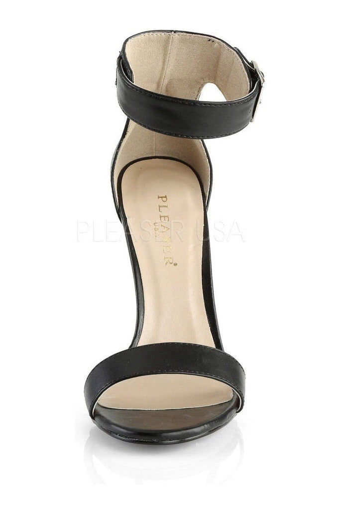 Pleaser AMUSE-10 Sandal in Black Faux Leather