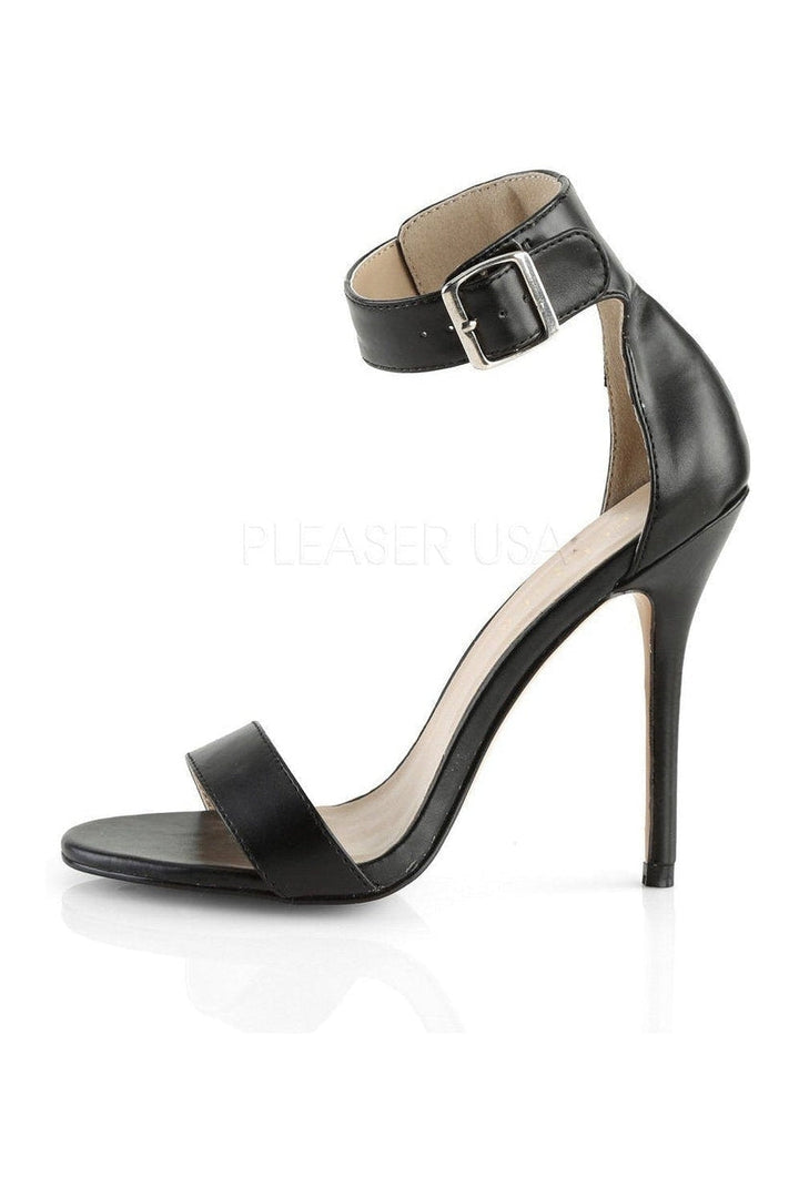AMUSE-10 Sandal | Black Faux Leather-Pleaser-Sandals-SEXYSHOES.COM