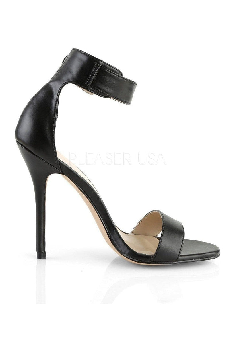 AMUSE-10 Sandal | Black Faux Leather-Pleaser-Sandals-SEXYSHOES.COM