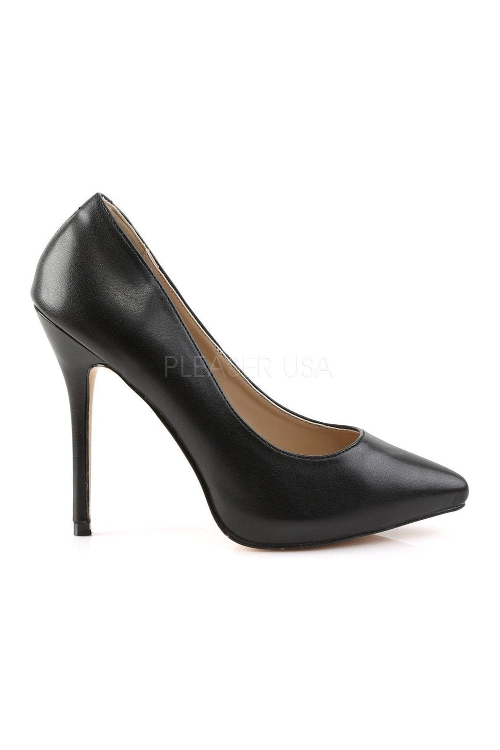 Pleaser AMUSE-20 Pump in Black Faux Leather