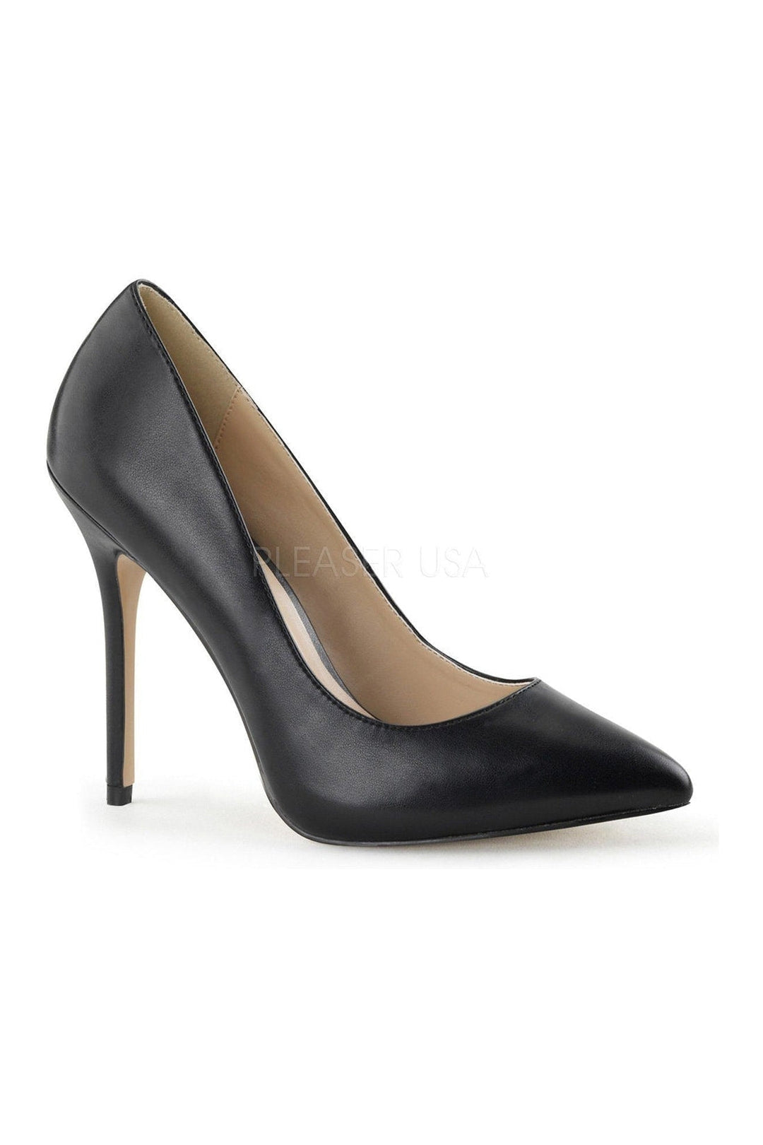 AMUSE-20 Pump | Black Faux Leather-Pleaser-Black-Pumps-SEXYSHOES.COM