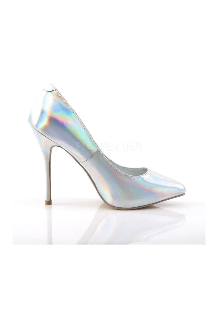 AMUSE-20 Pump | Silver Faux Leather-Pleaser-Pumps-SEXYSHOES.COM