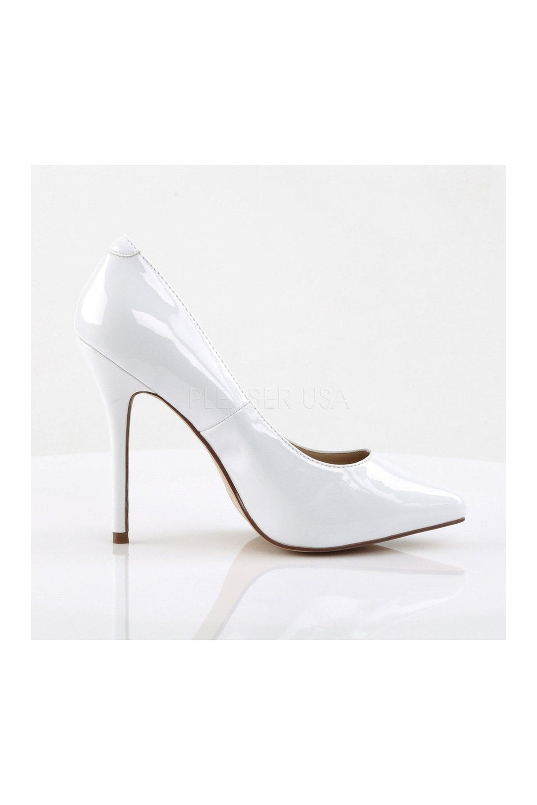 Pleaser AMUSE-20 Pump in White Patent