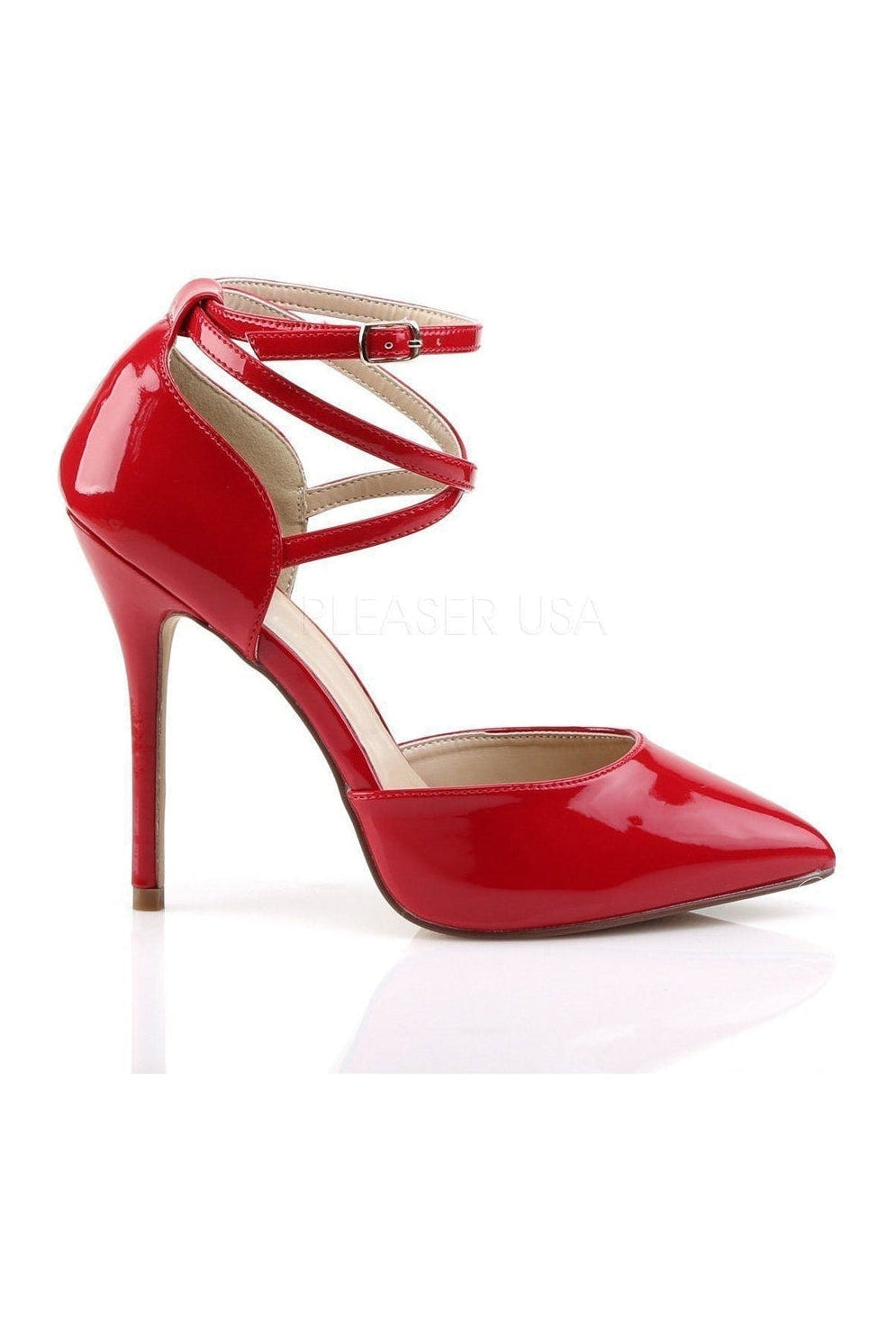 Pleaser AMUSE-25 Pump in Red Patent