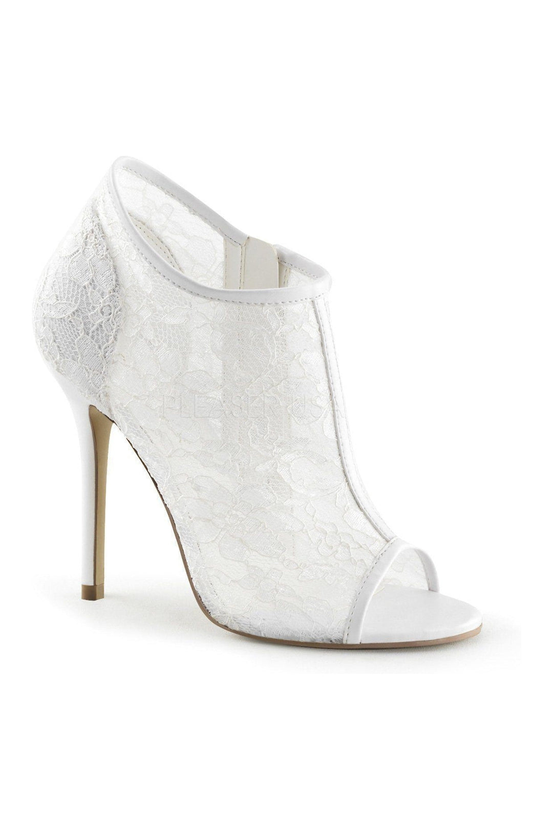 Fabulicious AMUSE-56 Bootie in Ivory Fabric from SexyShoes.com