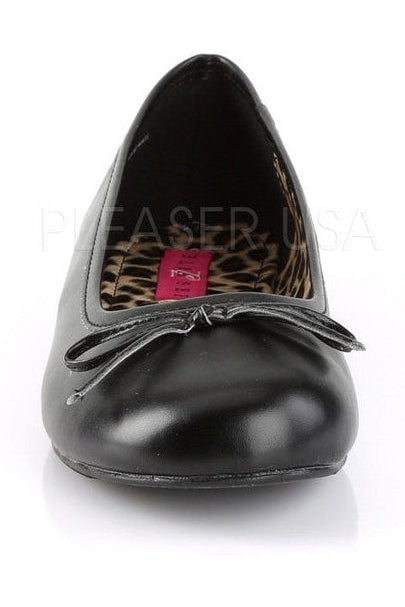 ANNA-01 Flat | Black Faux Leather-Pleaser Pink Label-Flats-SEXYSHOES.COM