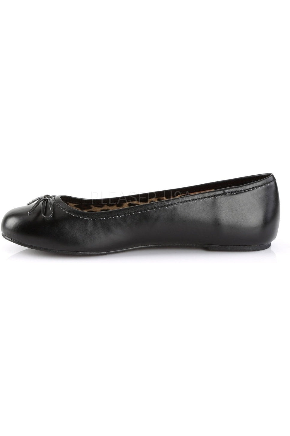 ANNA-01 Flat | Black Faux Leather-Pleaser Pink Label-Flats-SEXYSHOES.COM