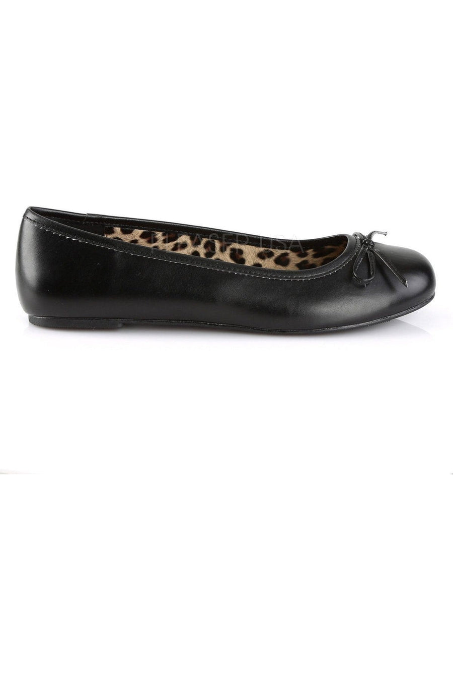 Pleaser Pink Label ANNA-01 Flat in Black Faux Leather