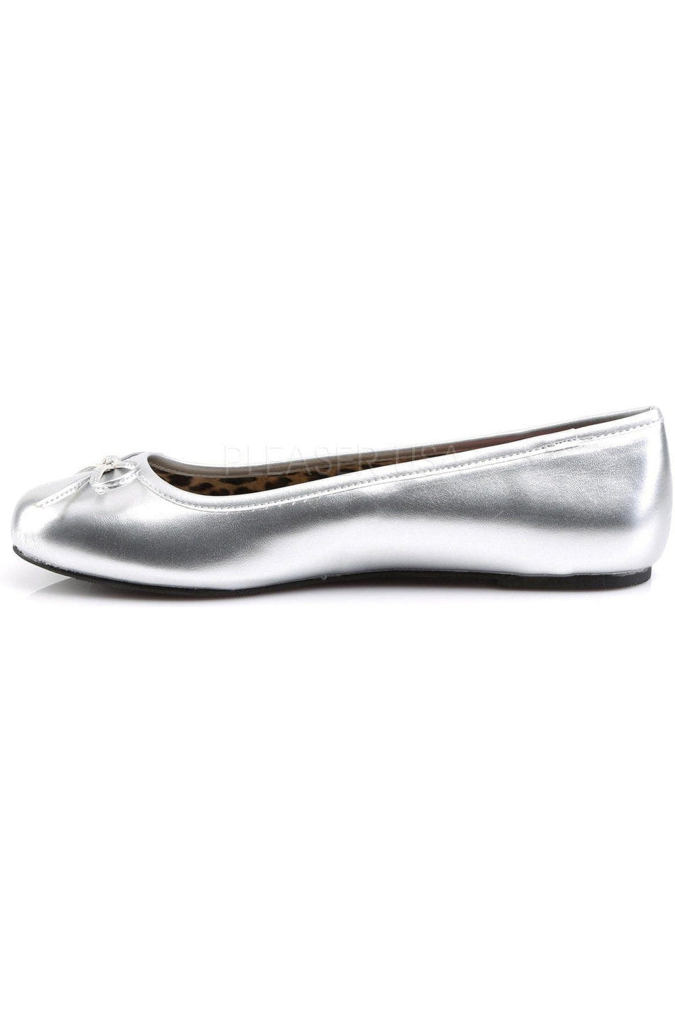 Pleaser Pink Label ANNA-01 Flat in Silver Faux Leather