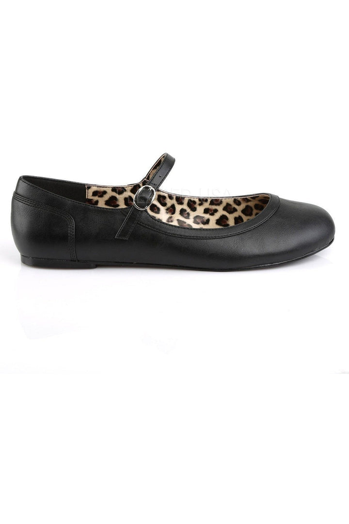 ANNA-02 Flat | Black Faux Leather-Pleaser Pink Label-Mary Janes-SEXYSHOES.COM