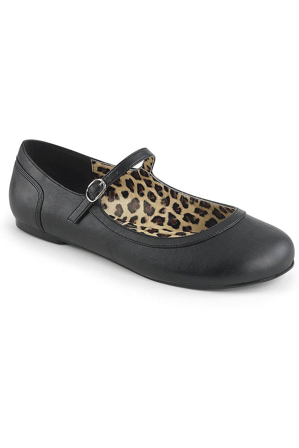 Pleaser Pink Label ANNA-02 Flat in Black Faux Leather from SexyShoes.com
