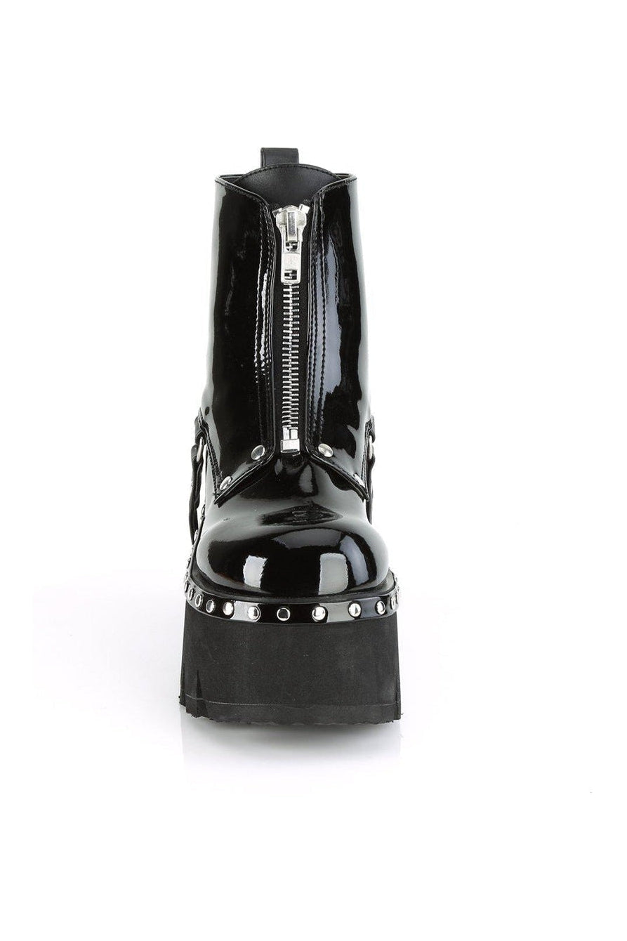 Demonia ASHES-100 Ankle Boot in Black Patent